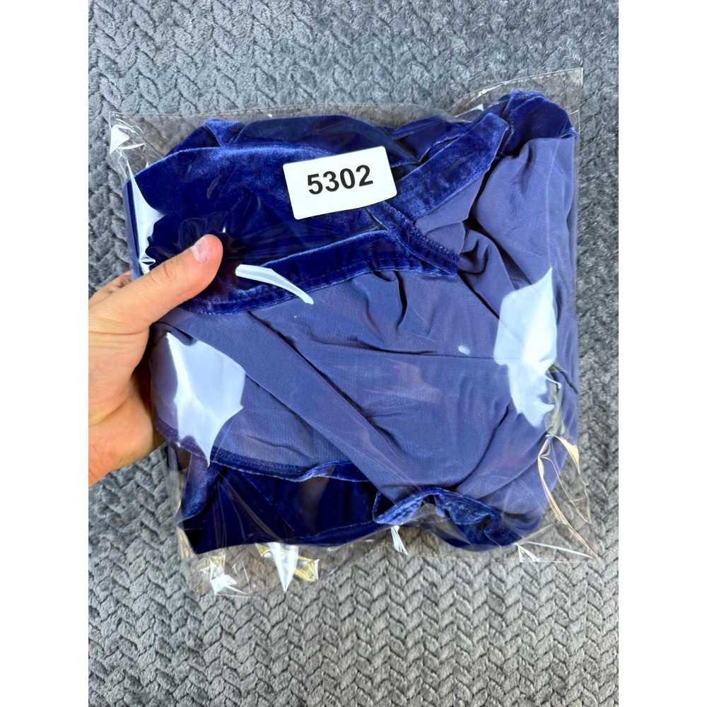 Habitat Clothes to Live In Blouse Women Medium Blue Velvet Collared Button Front - Picture 7 of 7